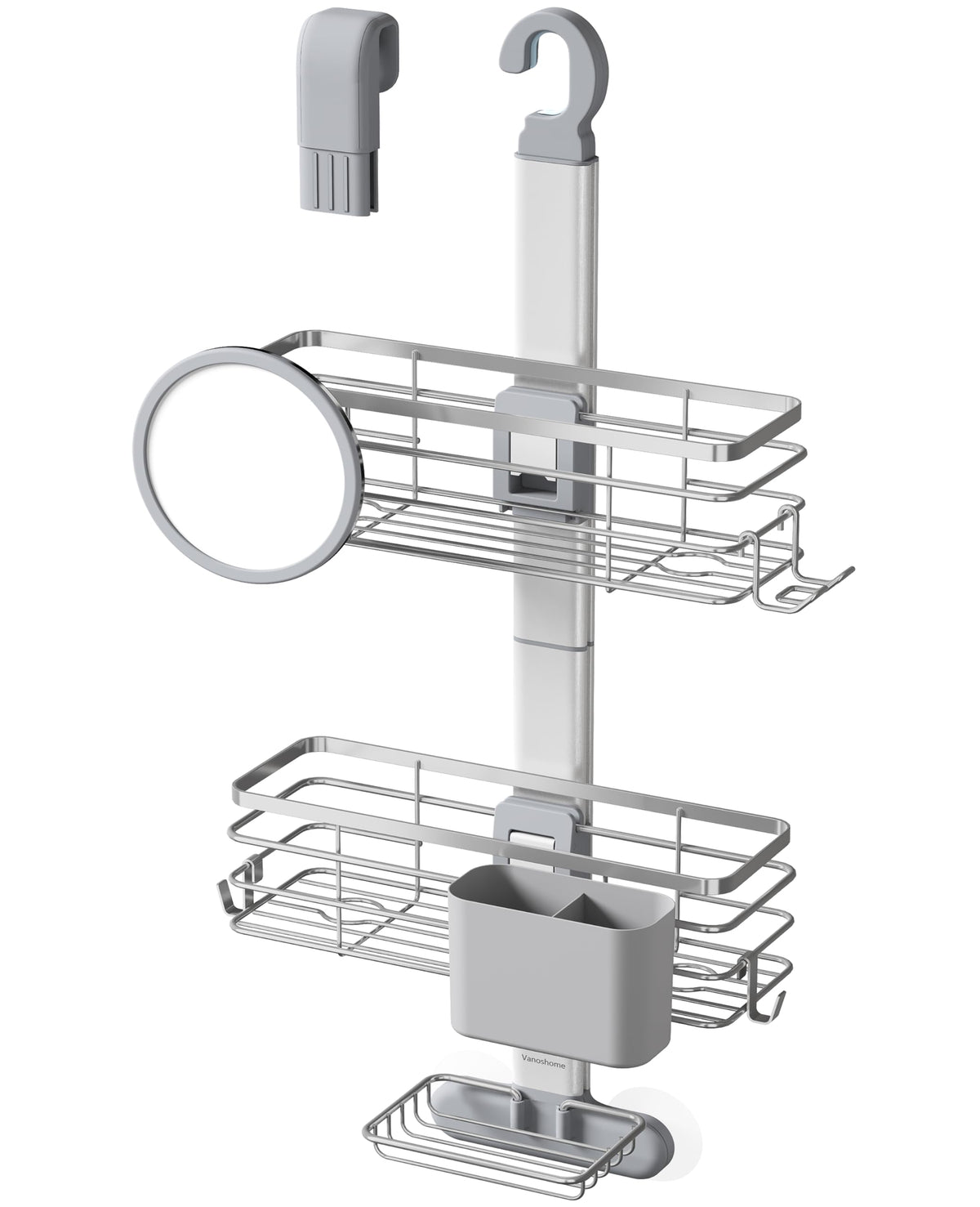 Adjustable Shower Caddy Hanging Over Shower Head, Storage Organizer Rack