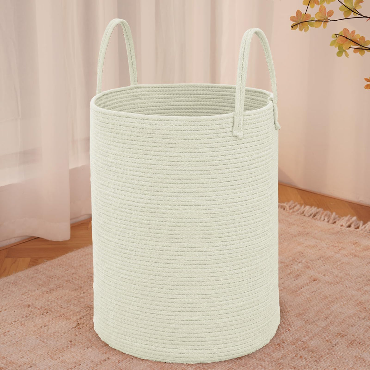 JMvicyroam 60L Cotton Rope Laundry Basket Hamper, Brown