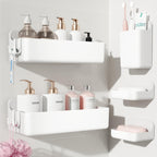 Nieifi Adhesive Shower Shelves, Clear, 5 Pieces