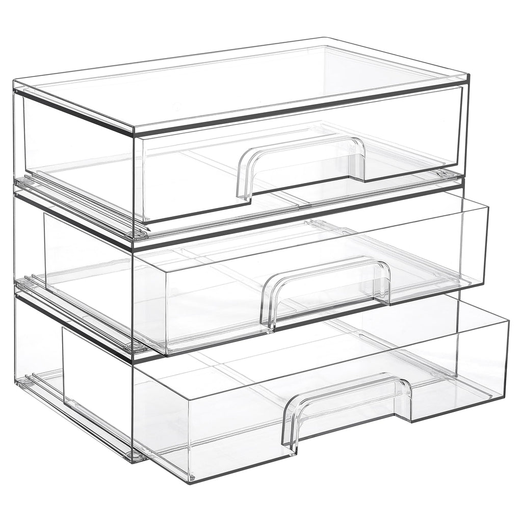 Vtopmart 4 Pack Small Clear Stackable Storage Drawers, Fits Narrow Spaces