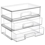 Vtopmart 4 Pack Small Clear Stackable Storage Drawers, Fits Narrow Spaces