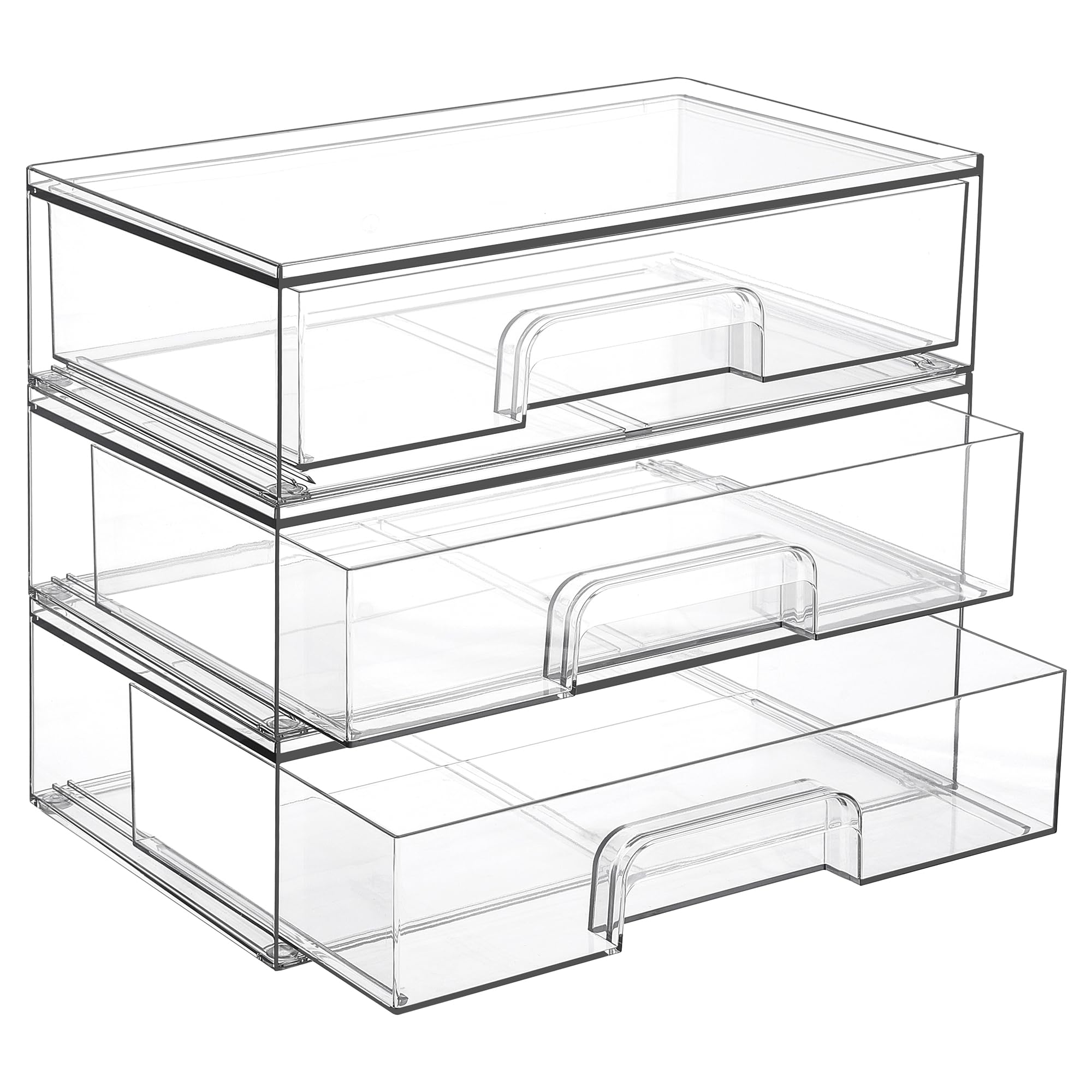 Vtopmart 4 Pack Small Clear Stackable Storage Drawers, Fits Narrow Spaces