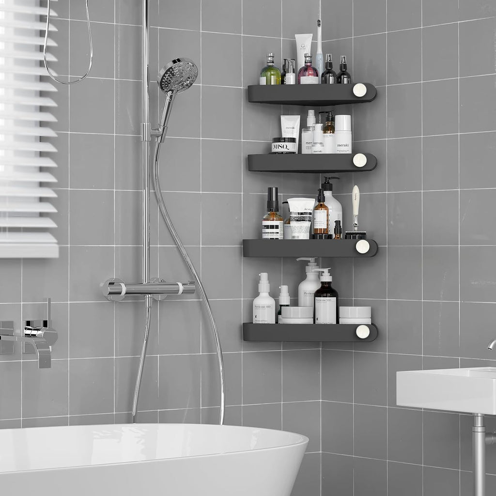 Sotfamily Plastic Shower Caddy Corner (for 90° Only), 4 Pack, Black