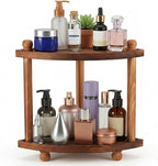 Corner Bathroom Counter Organizer, 2-Tier Bathroom Organizers and Storage, Wooden Vanity Perfume Organizer Makeup Countertop Shelf for Kitchen Dresser