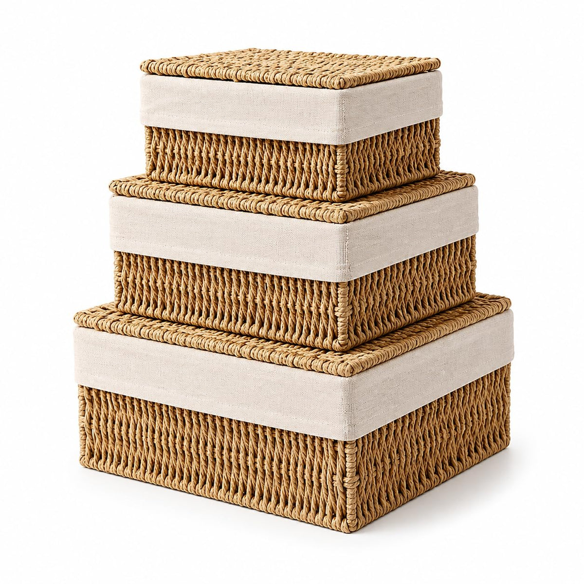 Wicker Storage Baskets Set of 3, Bathroom & Shelf Bins