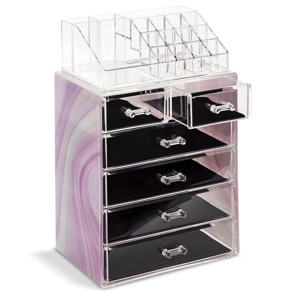 Sorbus Makeup Organizer, 7-Drawer Acrylic 2-Piece Set (Clear)