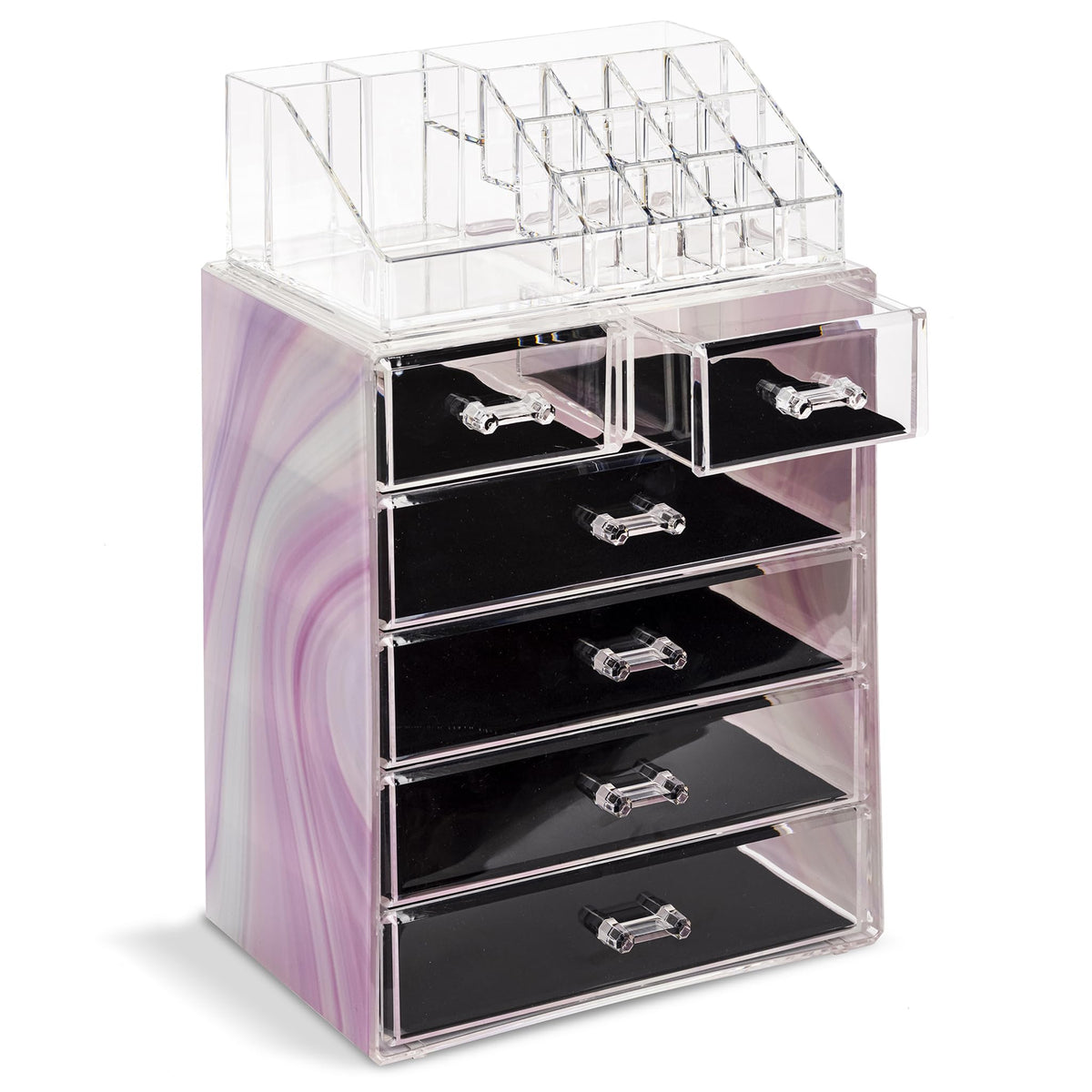 Sorbus Makeup Organizer, 6-Drawer Acrylic 2-Piece Set (Clear)