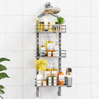 ODesign 4 Tier Adjustable Shower Organizer Hanging Over Showerhead Black