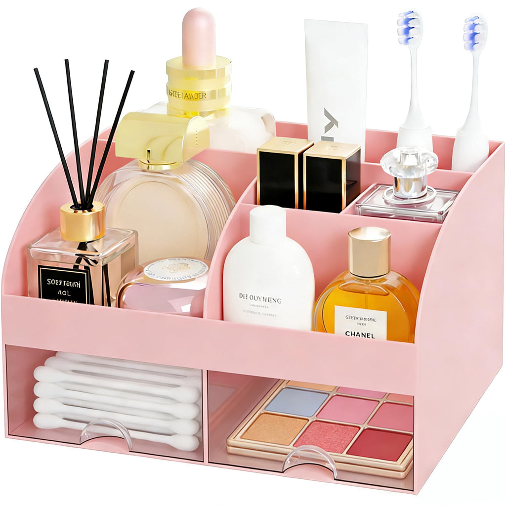 Makeup Organizer with 2 Drawers, Countertop Cosmetic Storage for Vanity