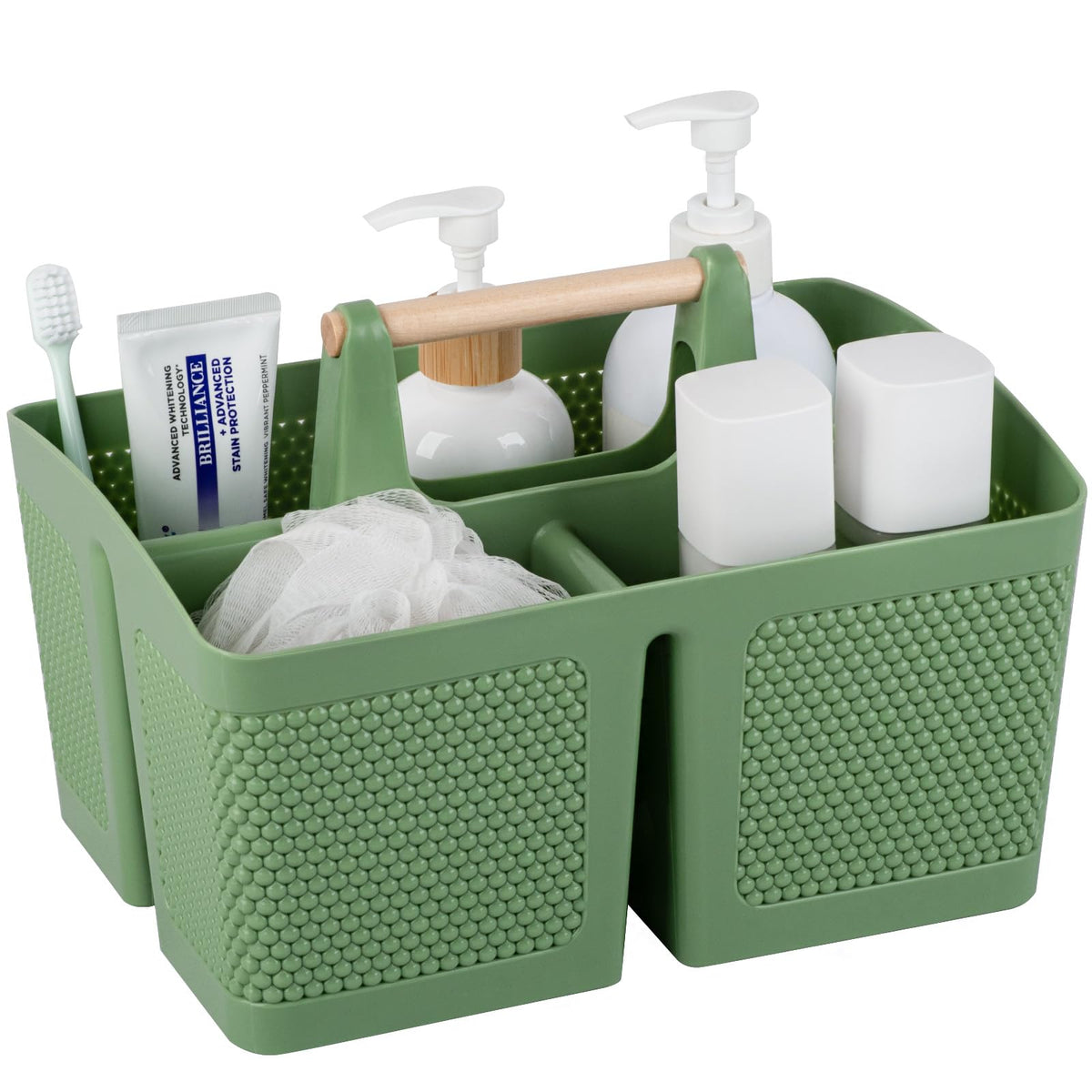 rejomiik Portable Shower Caddy Basket Plastic Cleaning Caddy Organizer Storage Tote with Handle for Bathroom, College, Dorm Room Essentials, White