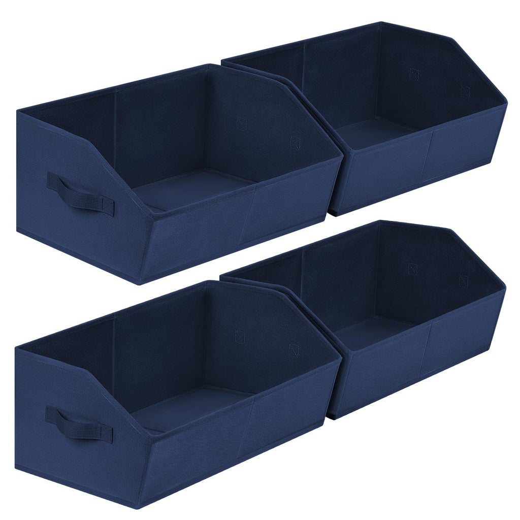 Homsorout Closet Organizers Bins 6 Packs - Large Closet Shelf Organizer with Handles, Fabric Trapezoid Storage Bins, Collapsible Storage Cubes for Clothes, Towels, Light Gray