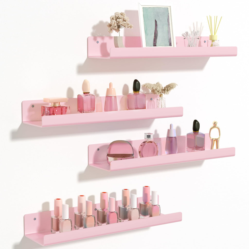 upsimples 4 Pcs 15" Acrylic Shelves for Wall Storage and Organizer, Clear