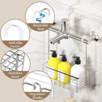 DELLAN Hanging Shower Organizer, Shower Rack with Hooks Over the Door