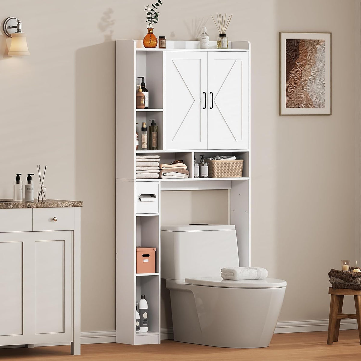 Over the Toilet Storage Cabinet, 31”W Bathroom Organizer