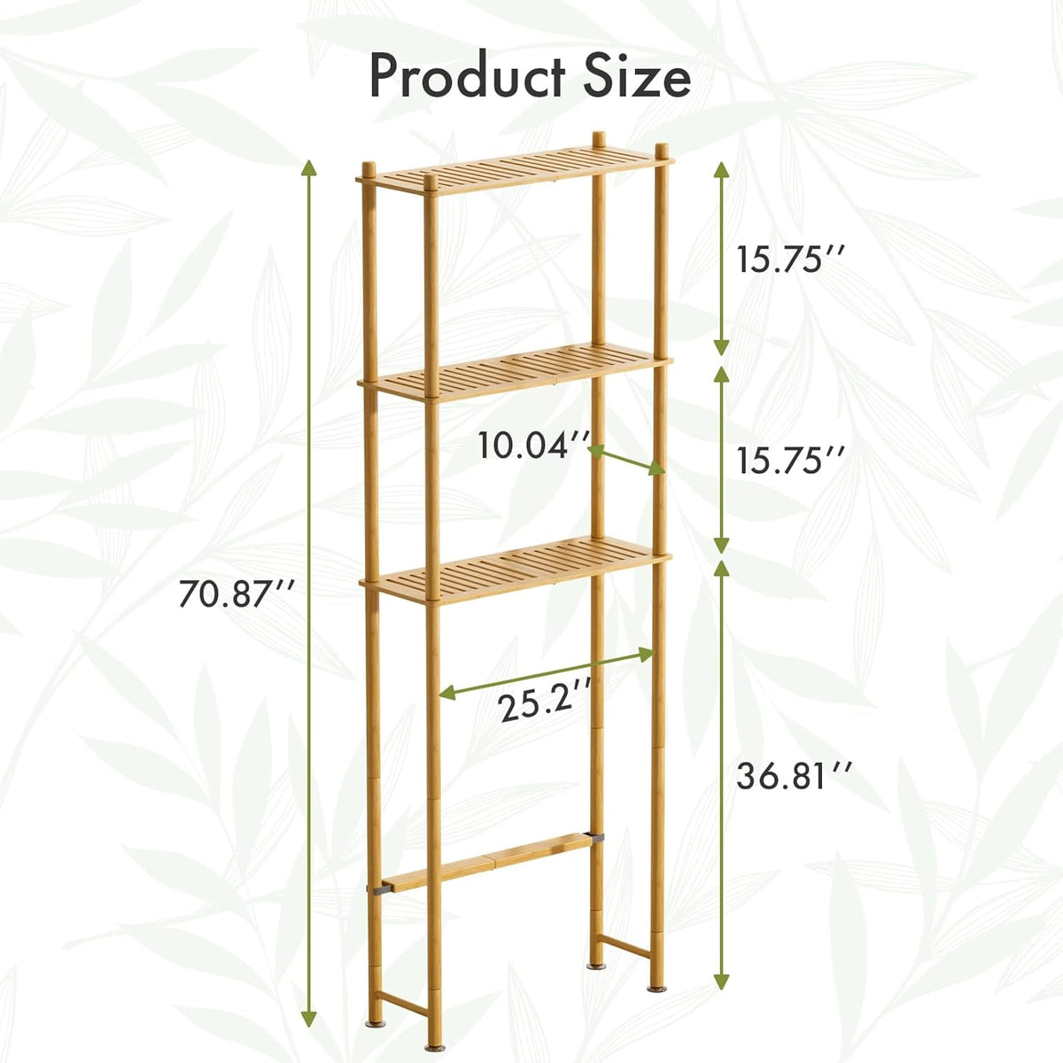 AmazerBath Bamboo Over The Toilet Storage Shelf, 3-Tier Bathroom Over Toilet Organizer Rack, Freestanding Above Toilet Shelf for Bathroom, Laundry, Space Saver, Natural Color