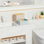 Ohmlove 6 Pack Plastic Storage Baskets with Bamboo Lids for Organization