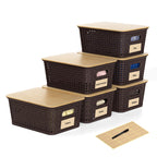 6 Pack Plastic Storage Baskets with Lid,White Stackable Bins
