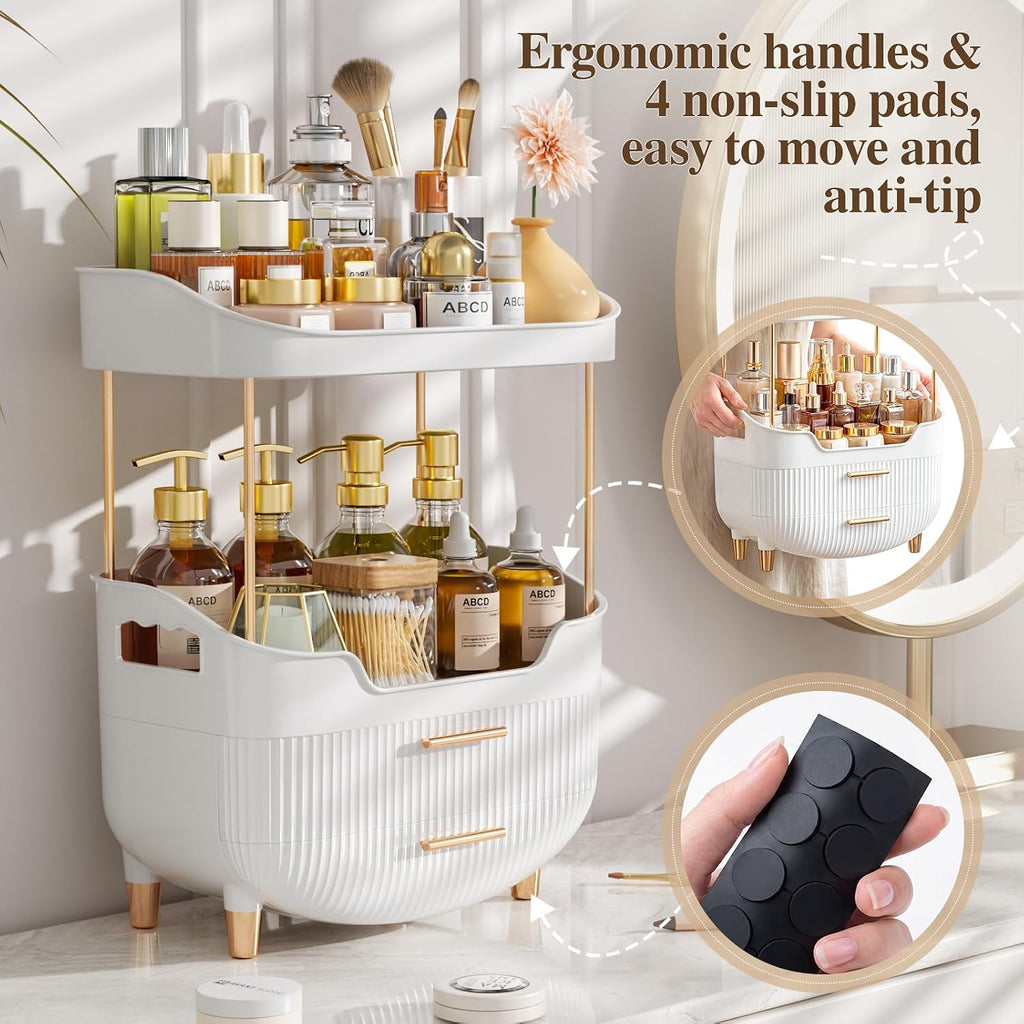 caktraie 4-Tier Makeup Organizer Bathroom Countertop Storage White