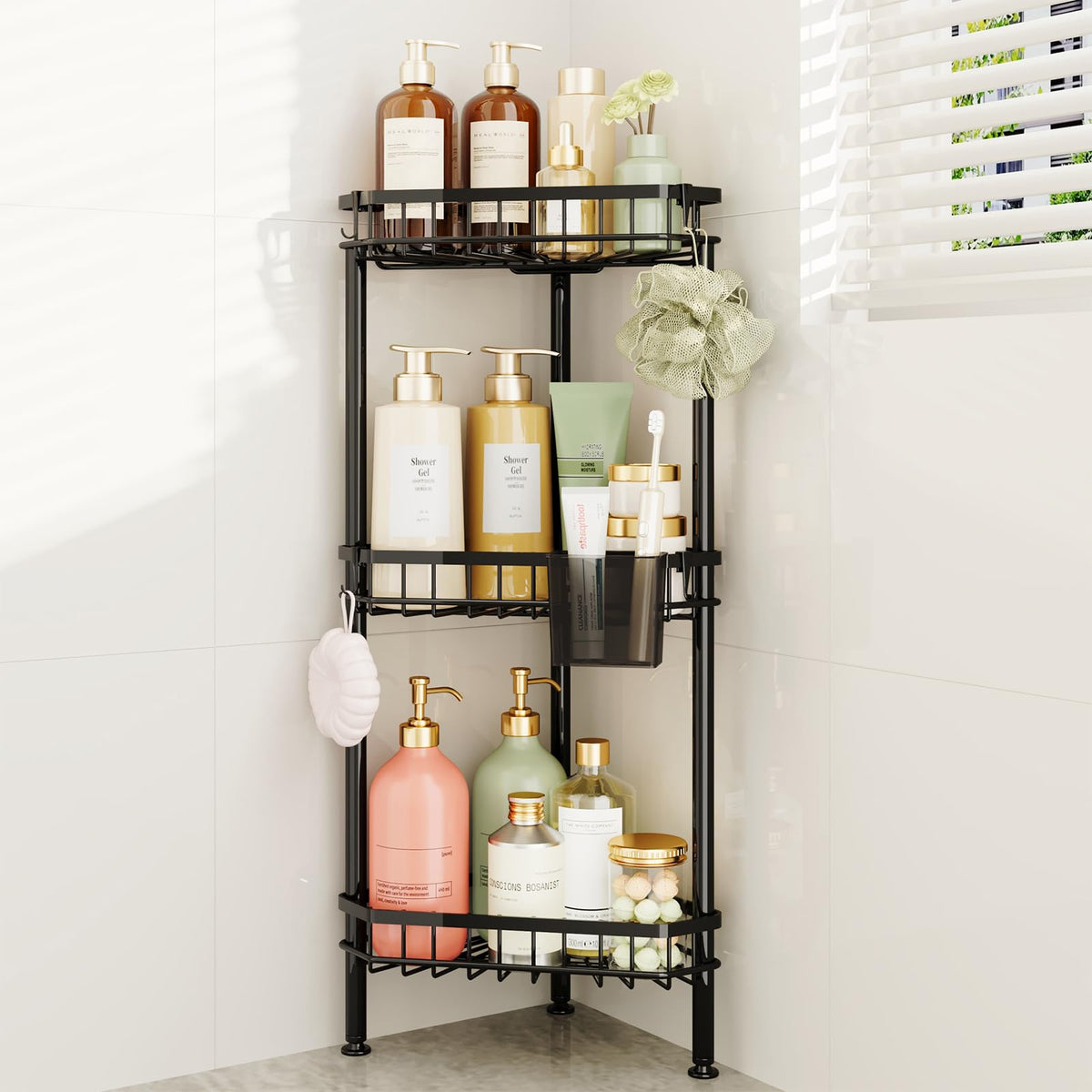 Consumest Corner Shower Caddy Stand - Rustproof Bathroom Organizer&Storage
