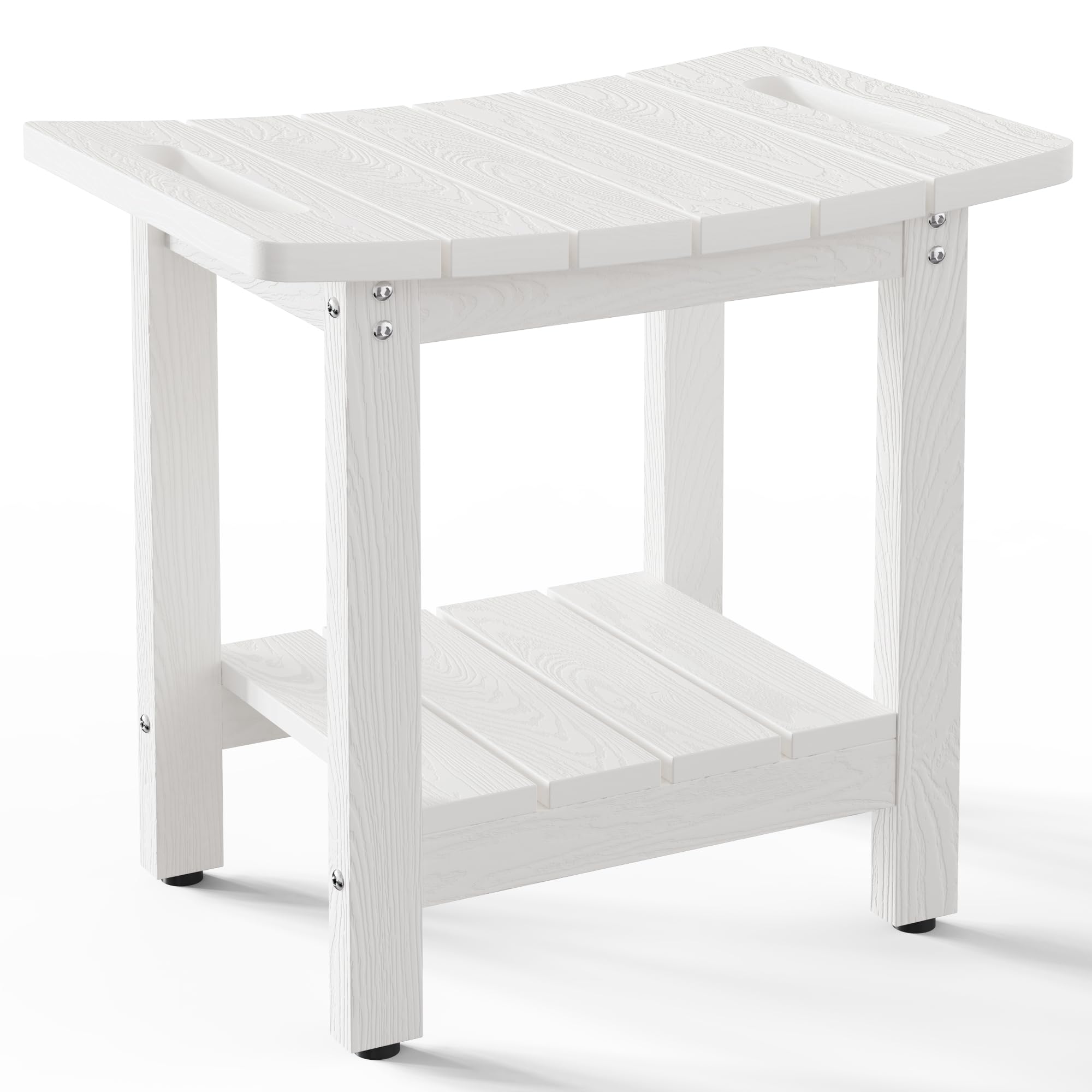 HIPS Shower Benches for Inside Shower, Shower Stool with Space-Efficient Storage Shelf, Waterproof Shower Chair Seat for Spa Bathroom(Light Gray)