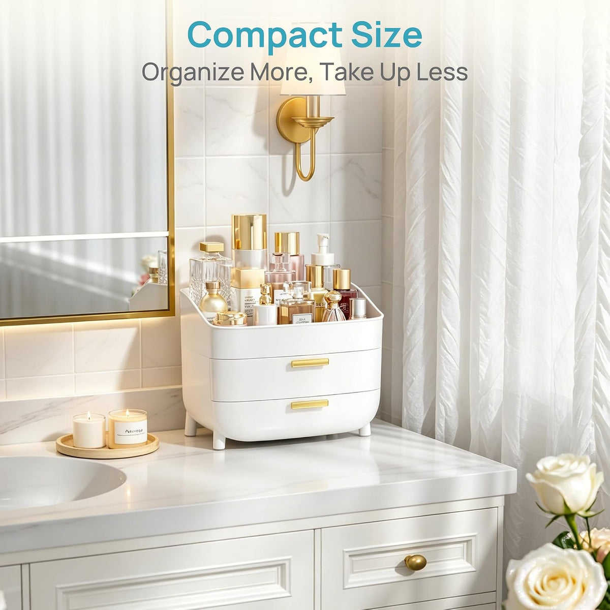 Vtopmart 3-Tier Skincare Makeup Organizer with Drawers, White