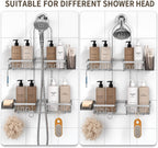 Adjustable Shower Caddy Hanging for Handheld Showerheads, Rustproof, Silver