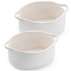 Happyiren Medium Woven Cotton Rope Basket, Empty DIY Gift Basket for Burr