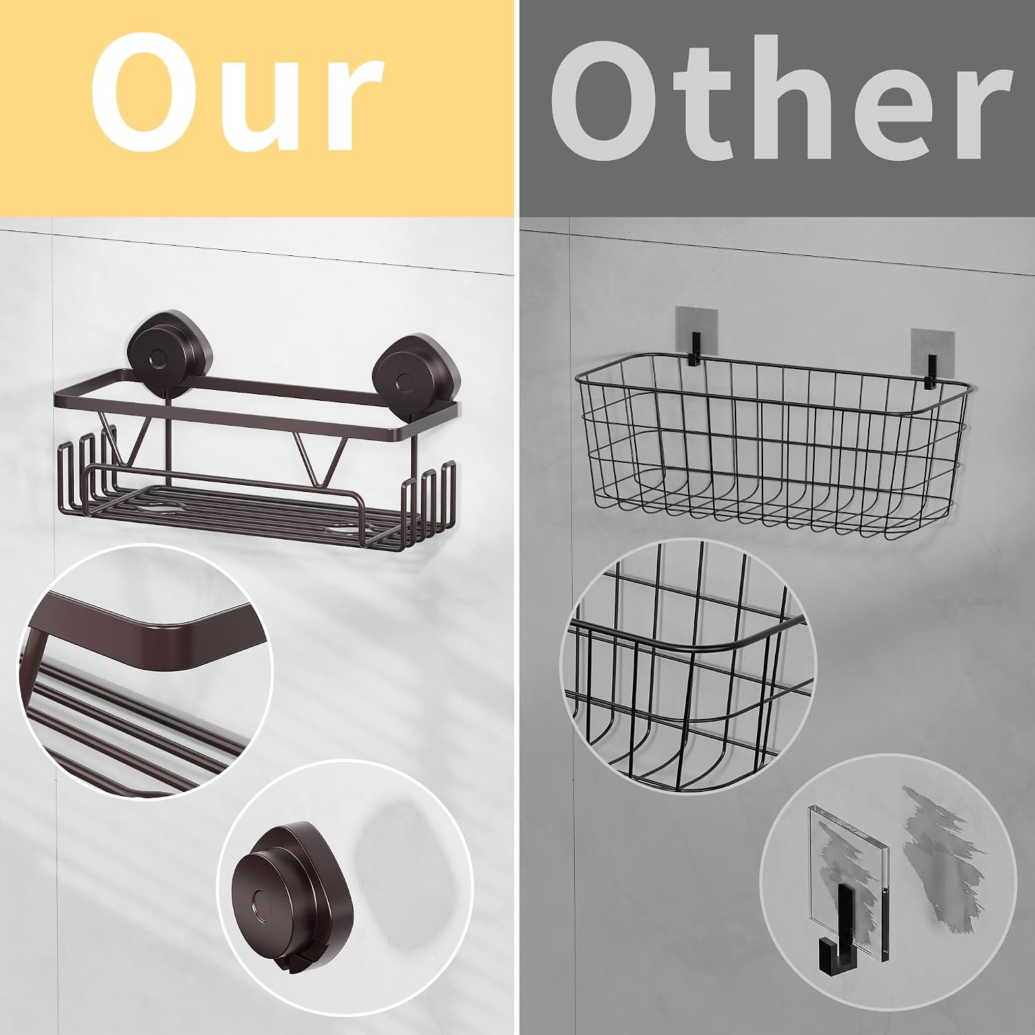 KEGII Shower Caddy Suction Cup Shower Organizer No Drill Bathroom Storage