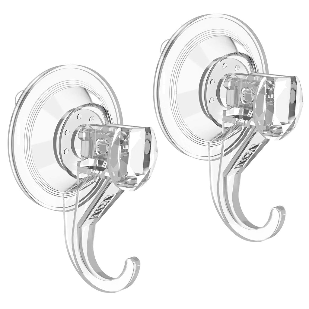 VIS'V Shower Suction Cup Hooks, Removable and Reusable, Clear, Small, 2 Pcs