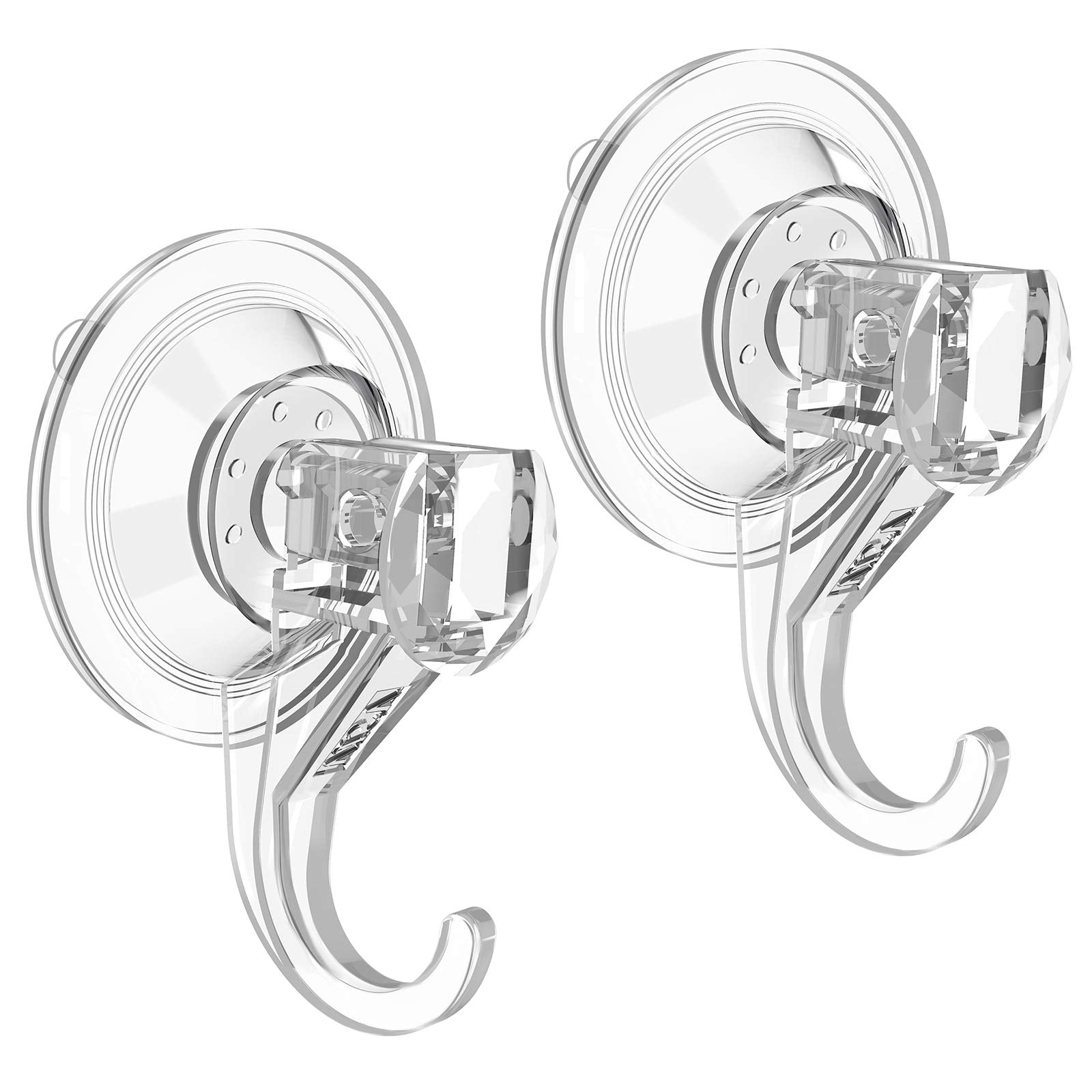 VIS'V Shower Suction Cup Hooks, Removable and Reusable, Clear, Small, 2 Pcs