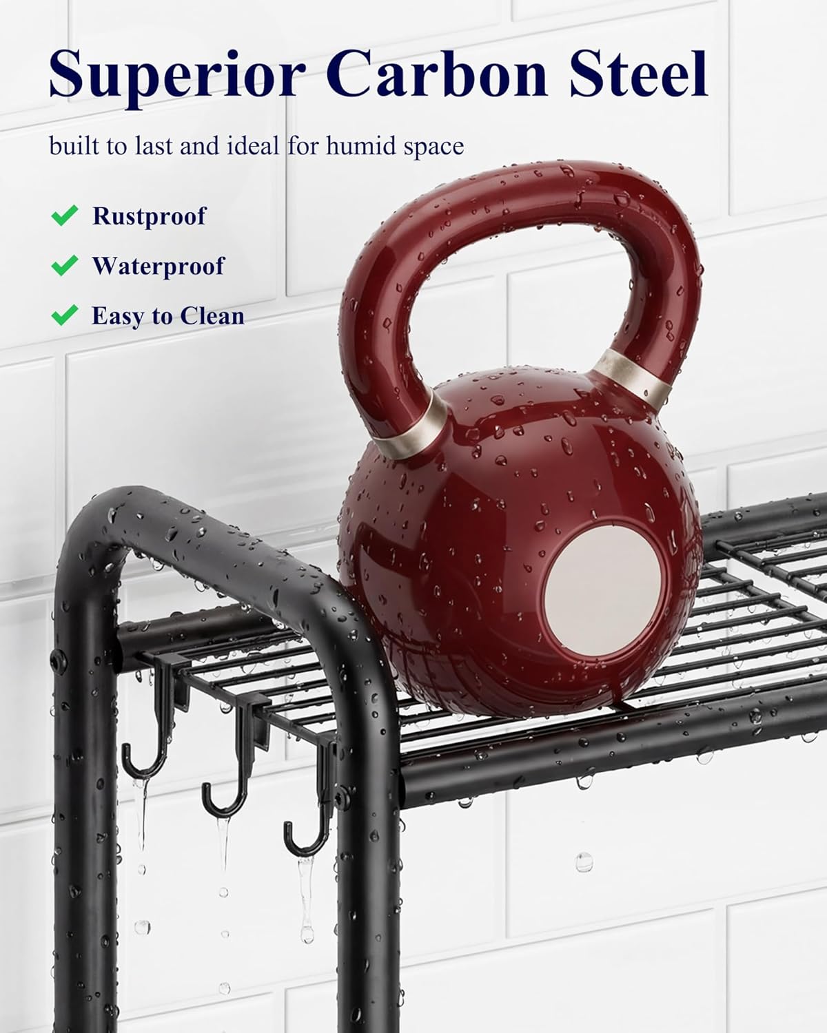 Kitsure Over Toilet Storage Rack, 63.2" H Space-Saving, Holder & Hooks