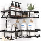 Sakugi Black Corner Shower Caddy Adhesive No Drilling Bathroom Shelves