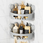 LEVERLOC Corner Shower Caddy Suction Cup, shower shelves suction cup, White