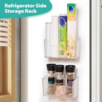 Sinnsally 2 Pack Cabinet Door Organizer,Self Adhesive Lid Organizer Inside Cabinet Storage Boxes,Stackable Hanging Basket Bins Wall Mounted Shower Caddy Holder for Kitchen,Bathroom,Pantry(Clear White)