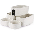 5-Pack Small Woven Rope Storage Baskets, 2 Sizes Organizer Bins