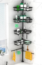DAOYA Corner Shower Caddy Tension Pole 4 Tier Shower Caddy Organizer Black