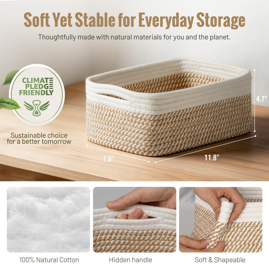 5 Pack Small Woven Storage Baskets for Shelves, Gift Baskets Empty
