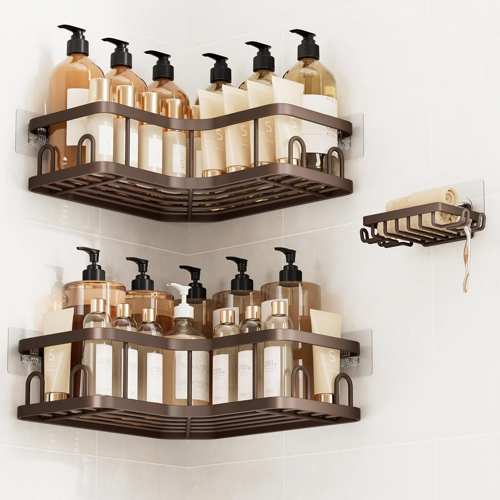 Veken Corner Shower Caddy 3-Pack, Advanced Rustproof Design&Stable Storage
