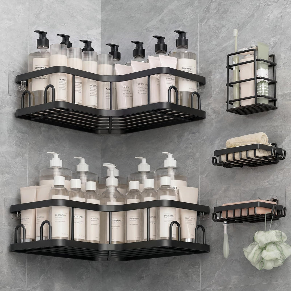 Veken Corner Shower Caddy 3-Pack, Advanced Rustproof Design&Stable Storage