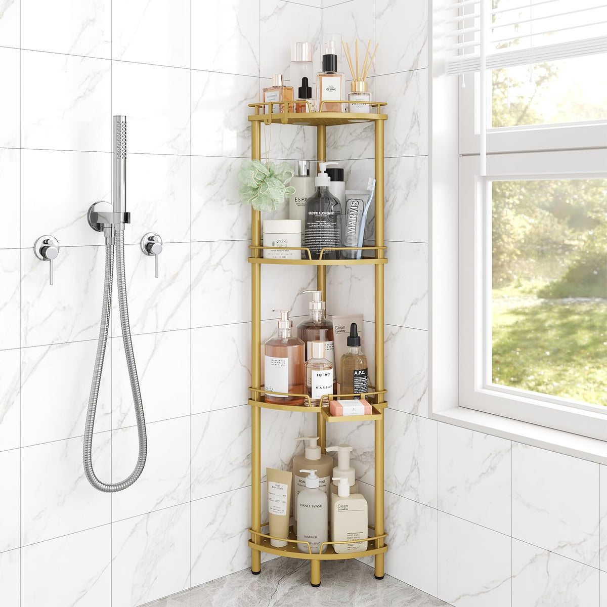 ELYKEN Corner Shower Caddy, 3 Tier Stainless Steel Shower Organizer, White