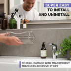KINCMAX Premium Shower Caddy - Self Adhesive Shower Organizer with 4 Hooks, Rustproof Stainless Steel Shower Rack for Bathroom, Silver
