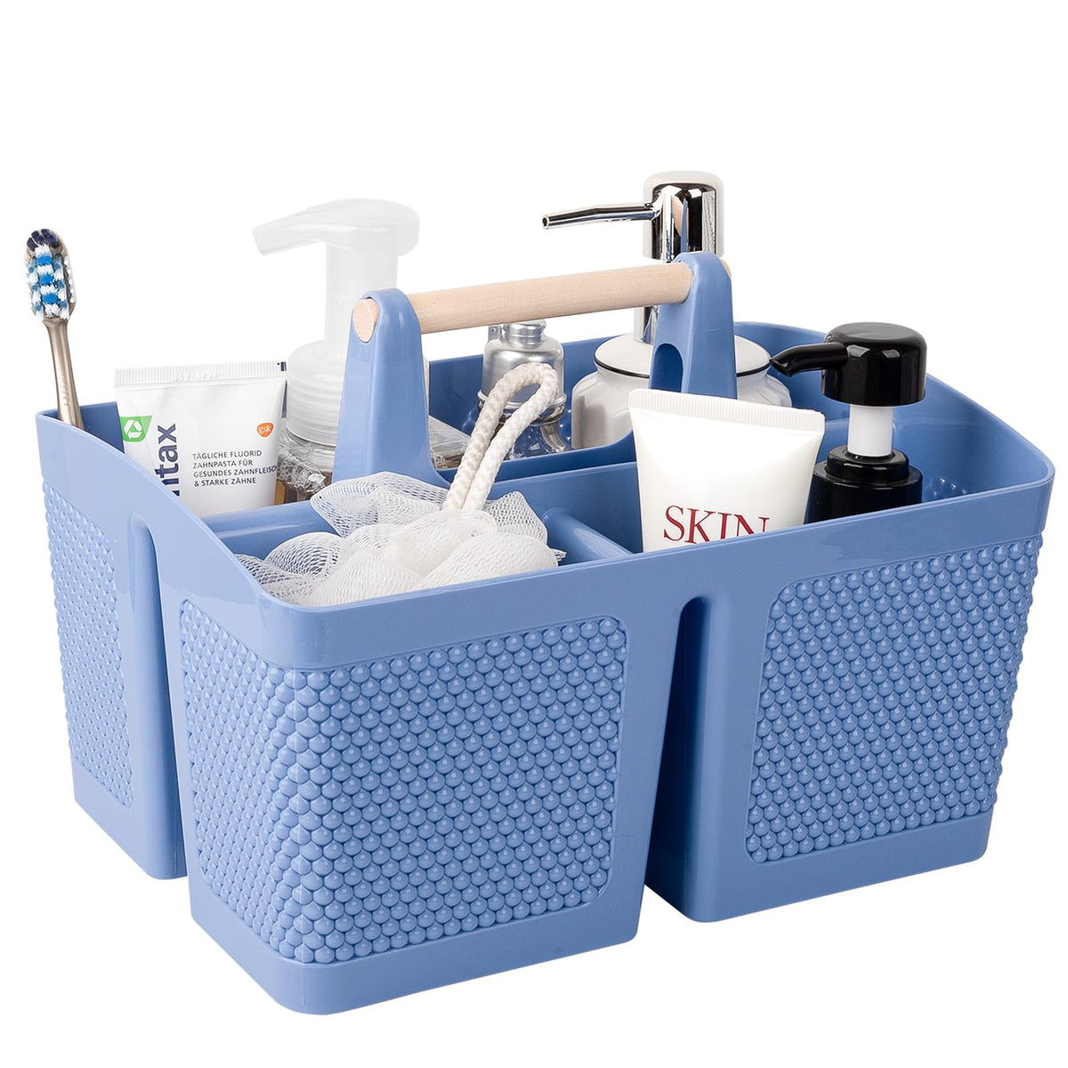 rejomiik Portable Shower Caddy Basket Plastic Cleaning Caddy Organizer Storage Tote with Handle for Bathroom, College, Dorm Room Essentials, White