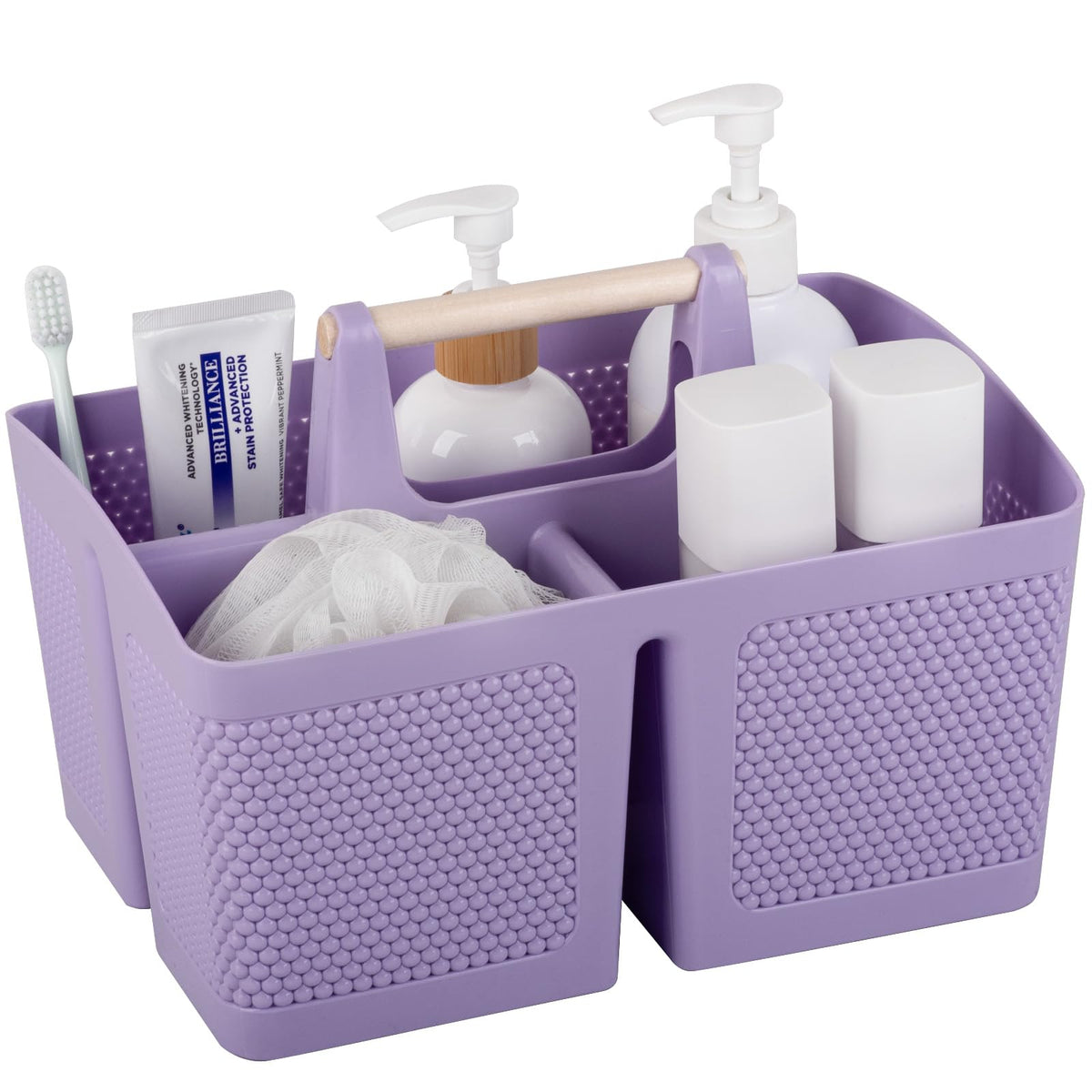 rejomiik Portable Shower Caddy Basket Plastic Cleaning Caddy Organizer Storage Tote with Handle for Bathroom, College, Dorm Room Essentials, White