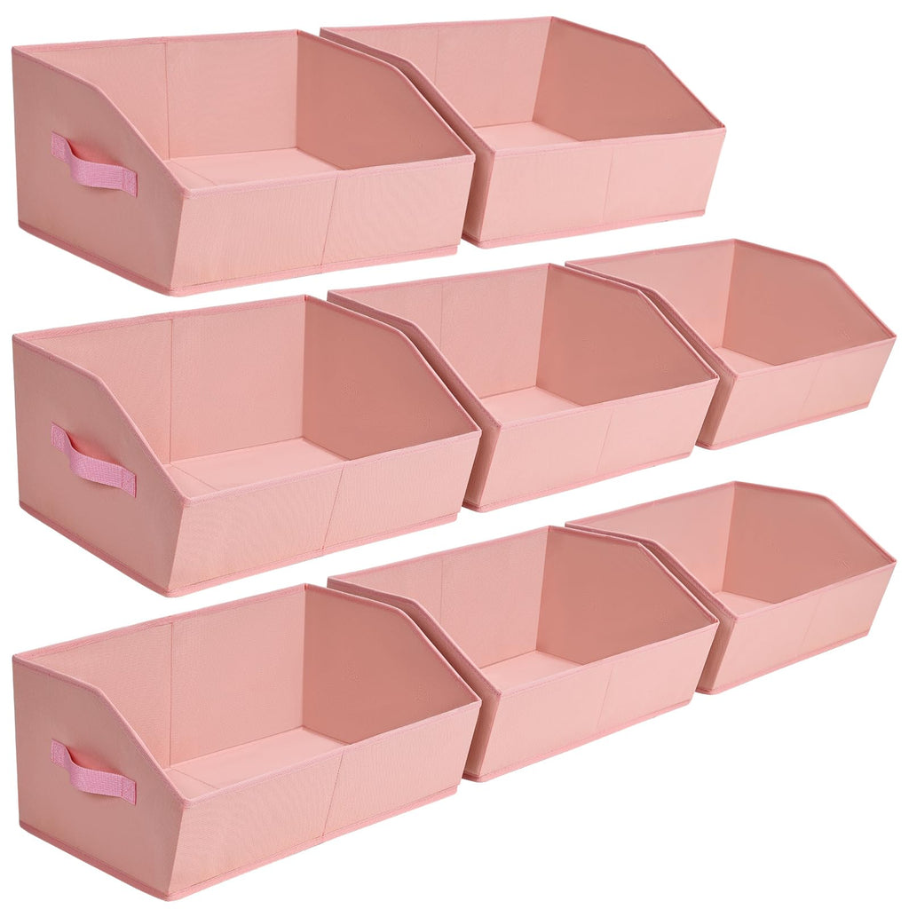 Homsorout Closet Organizers Bins 6 Packs - Large Closet Shelf Organizer with Handles, Fabric Trapezoid Storage Bins, Collapsible Storage Cubes for Clothes, Towels, Light Gray