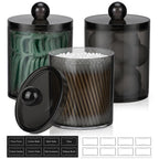4 Pack Acrylic Qtip Holder Dispenser for Cotton Swabs, Balls, Floss Picks