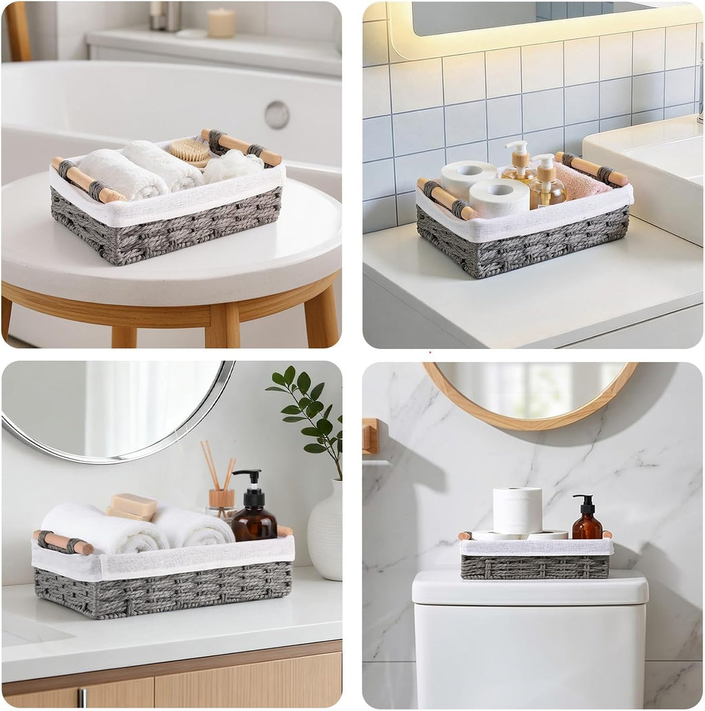 HomeHacks 2 Pack Storage Basket Toilet Paper Rope Baskets for Organizing