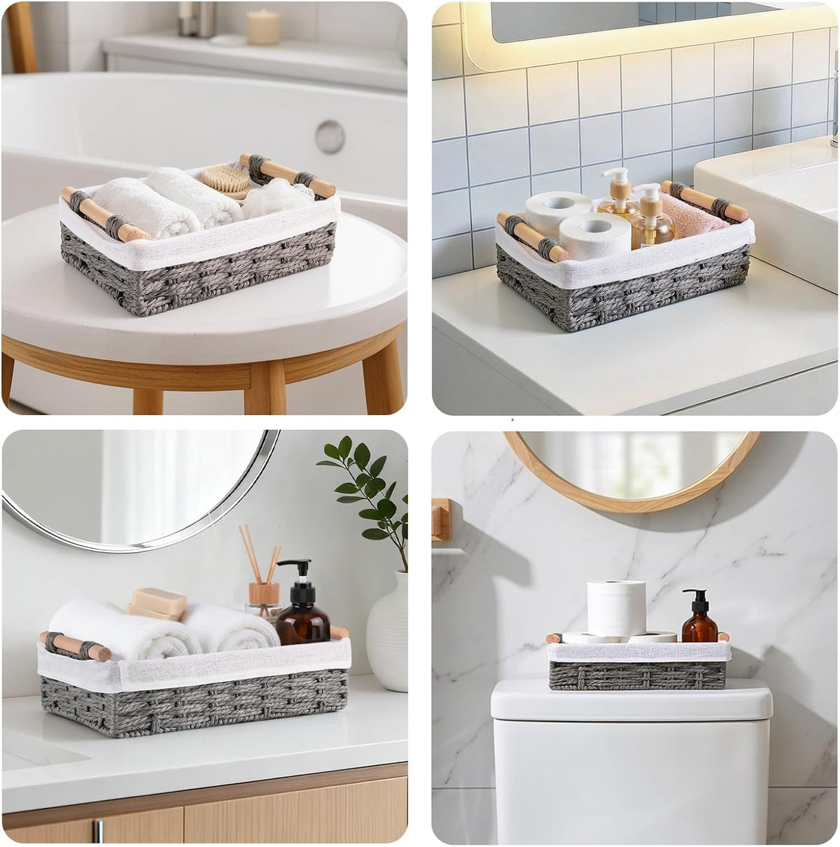 HomeHacks 2 Pack Storage Basket Toilet Paper Rope Baskets for Organizing