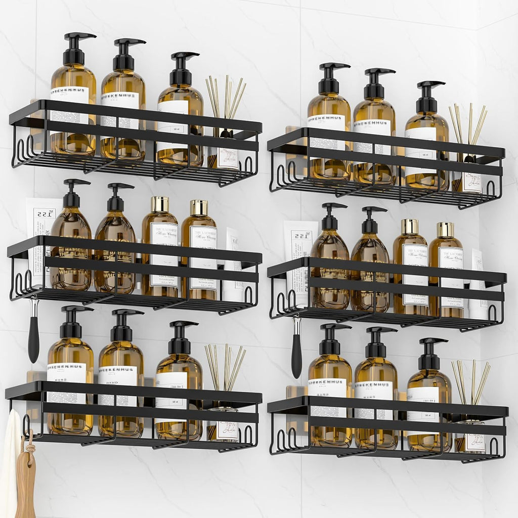 WOWBOX 2 Pack Adhesive Shower Caddies, No Drill Bathroom Shelves, Large