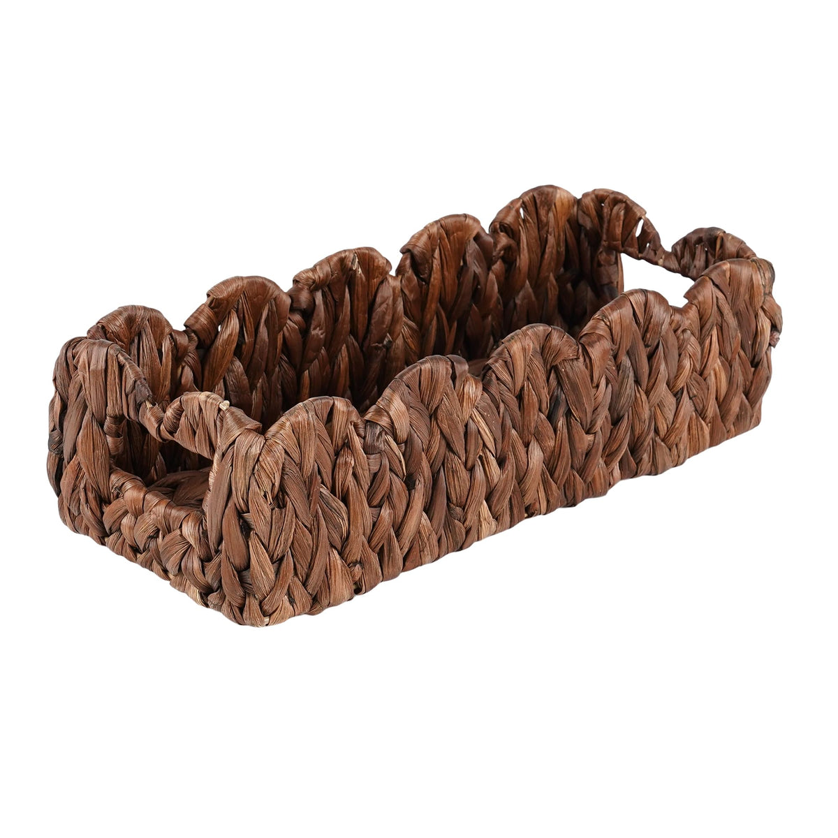 Coeusy Toilet Tank Basket for Bathroom,Scalloped Edge Wicker Basket for Toilet Paper Storage,Small Baskets for Countertop,Shelves,Living Room,Bedroom,Both Organizer&Decor,Natural Water Hyacinth