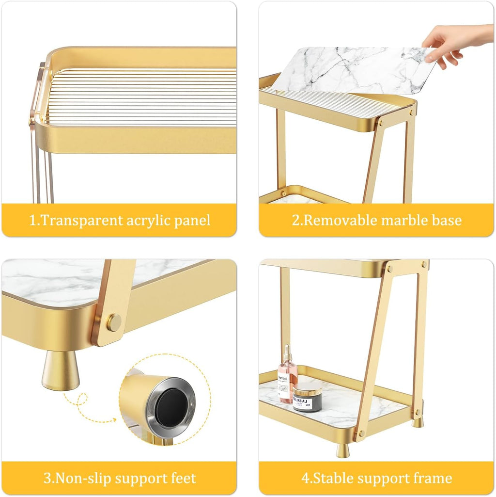 2-Tier Acrylic Bathroom Vanity Organizer, Gold